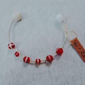 Adjustable Red and White Cuff Bracelet